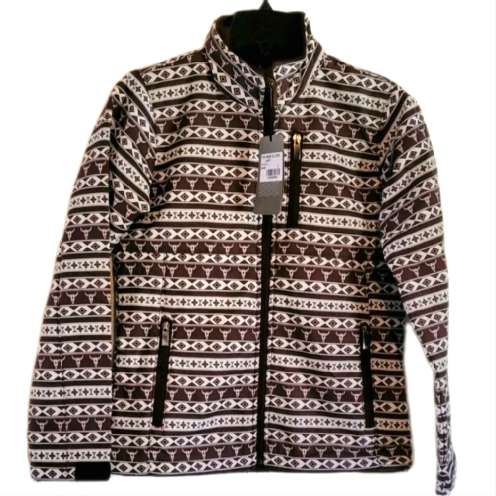 The American West Southwestern Cowichan Softshell Jacket Steer Skull Rodeo NWT